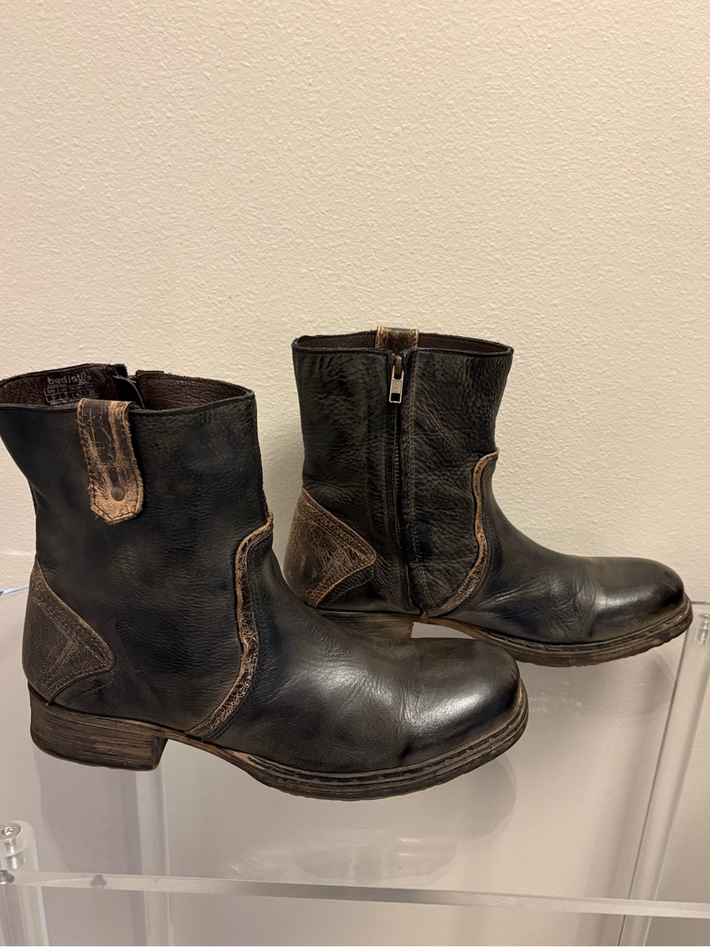 Bed Stu Men's Leather Zip Ankle Boots